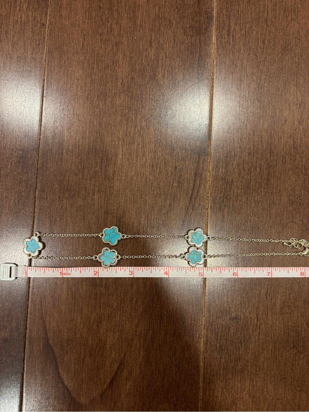 Delicate Turquoise Clover Necklace - Women Jewelry. Never worn - Picture 3 of 3